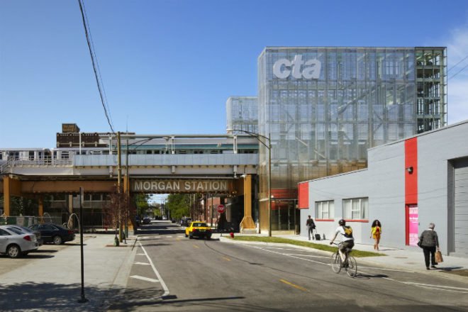 CTA Morgan Station, Ross Barney Architects, cta, morgan station, carol ross barney, chicago, green transportation, transit station