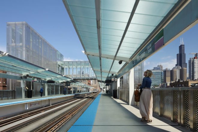 CTA Morgan Station, Ross Barney Architects, cta, morgan station, carol ross barney, chicago, green transportation, transit station
