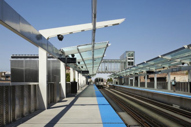 CTA Morgan Station, Ross Barney Architects, cta, morgan station, carol ross barney, chicago, green transportation, transit station
