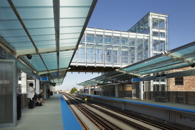 CTA Morgan Station, Ross Barney Architects, cta, morgan station, carol ross barney, chicago, green transportation, transit station