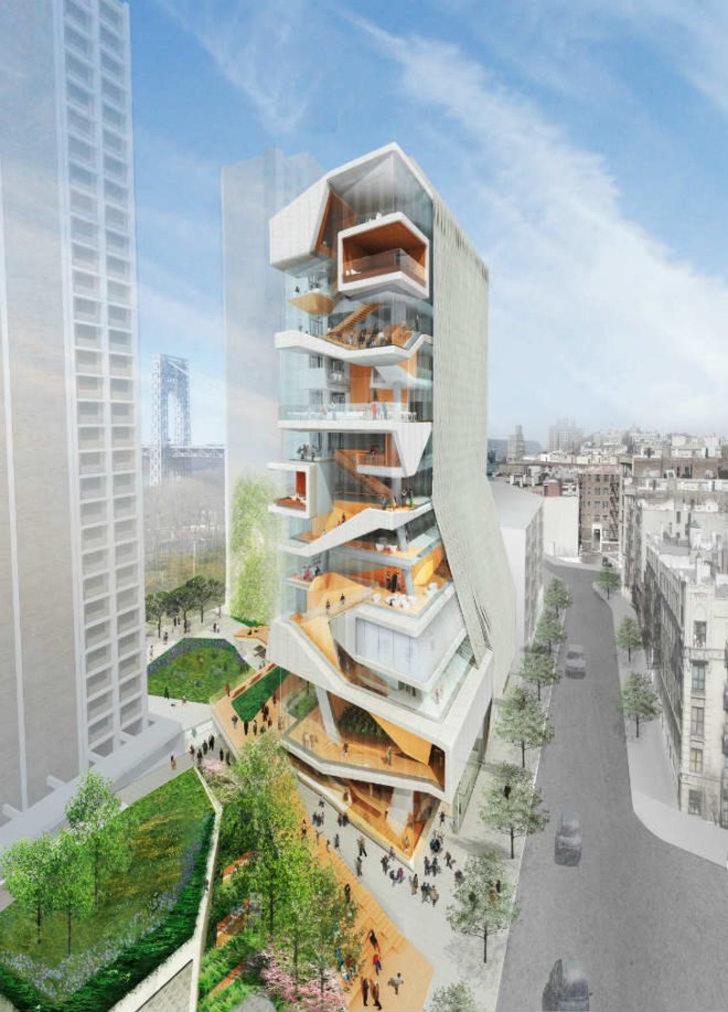 green space, Columbia University, CUMC, Columbia university green space, Columbia university medical center, new medical and graduate building, leed-certified building, new educational building Columbia, glass tower design,