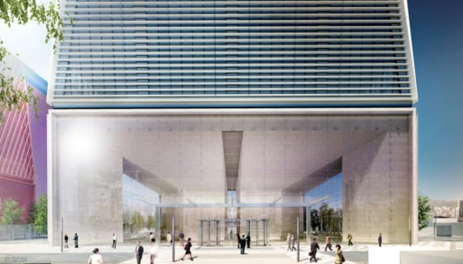 chilled beam, building louvers,SOM Seoul, Seoul green building, high rise triple pane windows,