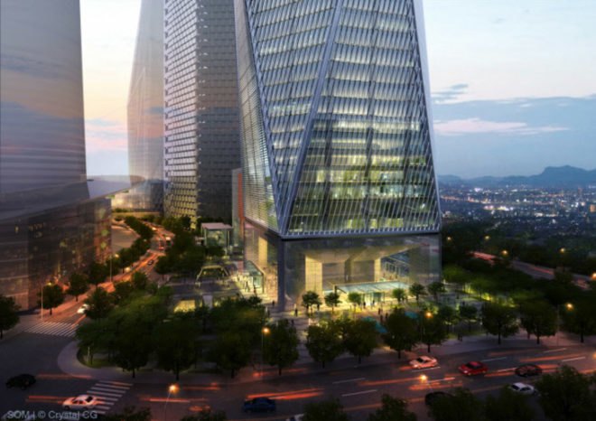 chilled beam, building louvers,SOM Seoul, Seoul green building, high rise triple pane windows,