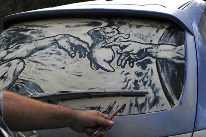 Dirty Car Art, Scott Wade, dirty car artist, temporary art, eco art, green art