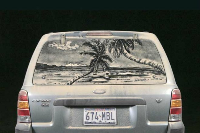 Dirty Car Art, Scott Wade, dirty car artist, temporary art, eco art, green art