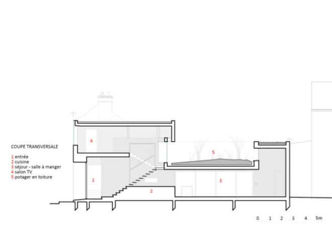 Fertile House, MU Architects, green renovation, renovation, france, rooftop garden, green roof