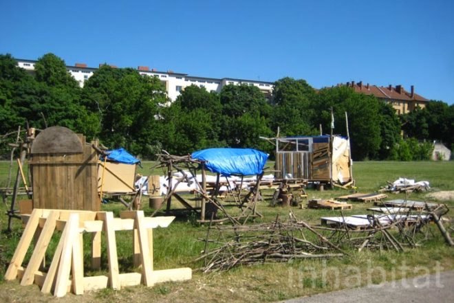 Architecture, Art, DIY, Recycled Materials, recycled wood, tyres, pallets, tempelhof airport, Bread & Butter, Gecekondu Landed Overnight, Youth Art Neukölln, Kunst-Stoffe, Urban Planning, Crafts, german design, berlin