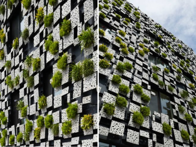 Green Cast, Kengo Kuma, living facade, vertical garden, living wall, japan,