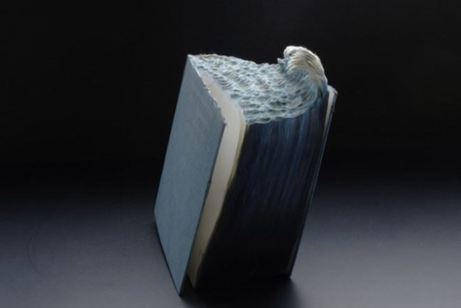 Guy Laramee, Guan Yin, book carvings, mountains, topographic, recycled books, art, Recycled Materials