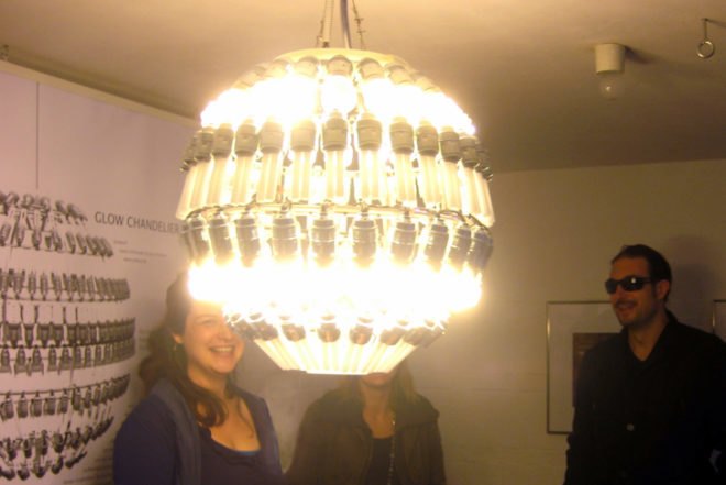 Itektur, The Glow Chandelier, LED, ultraviolet LED, DMY Berlin 2012, German design, old energy-efficient lamps, energy efficiency, Recycled Materials, Green Lighting