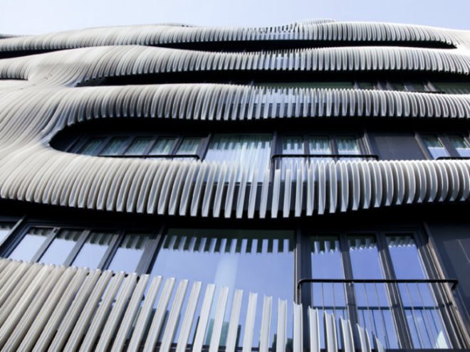 JOH3, J. Mayer H., berlin, residential building, green roof, louvered facade, sun shading,