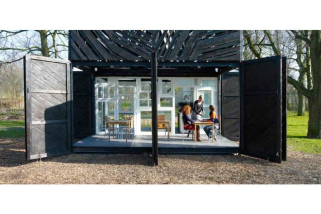Noorderparkbar, Bureau SLA, overtreders w, amsterdam, second hand materials, reclaimed materials, recycled materials, coffee bar, coffee shack