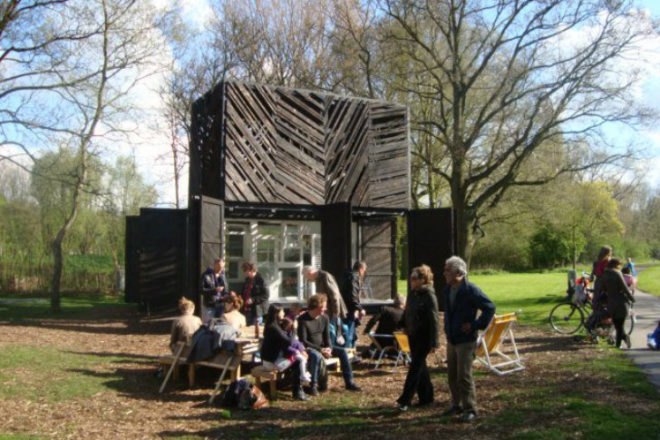 Noorderparkbar, Bureau SLA, overtreders w, amsterdam, second hand materials, reclaimed materials, recycled materials, coffee bar, coffee shack