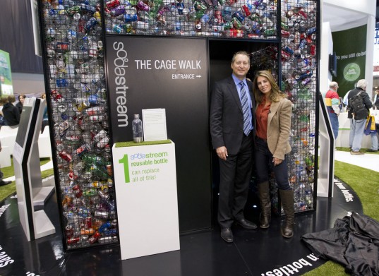 sodastream exhibit, sodastream, sodastream the cage, coca-cola waste, coca-cola recycling, PET, legal action, recycling,