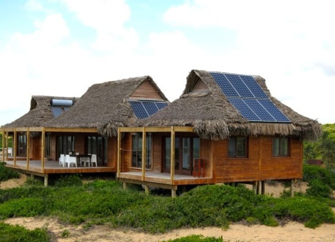 Timber Design, photovoltaic panels, Mozambique, green design, sustainable design, eco-design, thatched house, BIPV, solar panels, off-grid, backwater, methane, Tofo, Indian Ocean, eco-design
