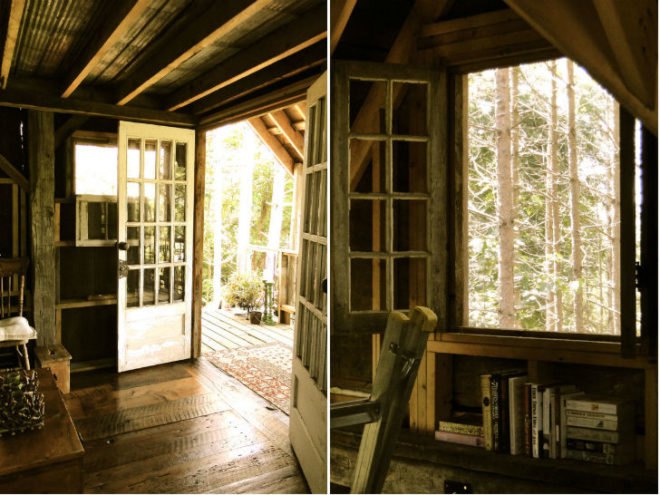 Treehouse, Lynne Knowlton, reclaimed materials, barn wood, recycled materials, upcycled materials, tree house