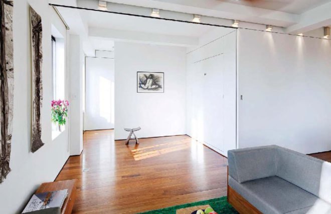 studio garneau, transformer apartment, nyc apartment, space-saving design, eco-friendly interior