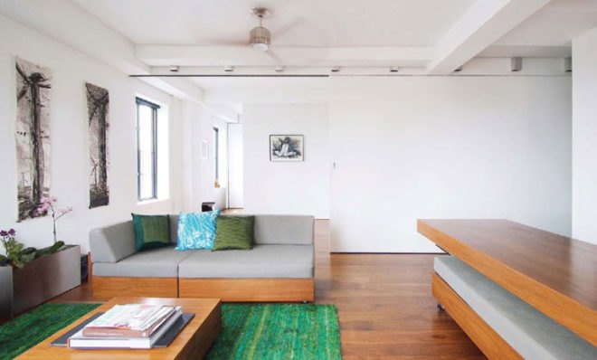studio garneau, transformer apartment, nyc apartment, space-saving design, eco-friendly interior
