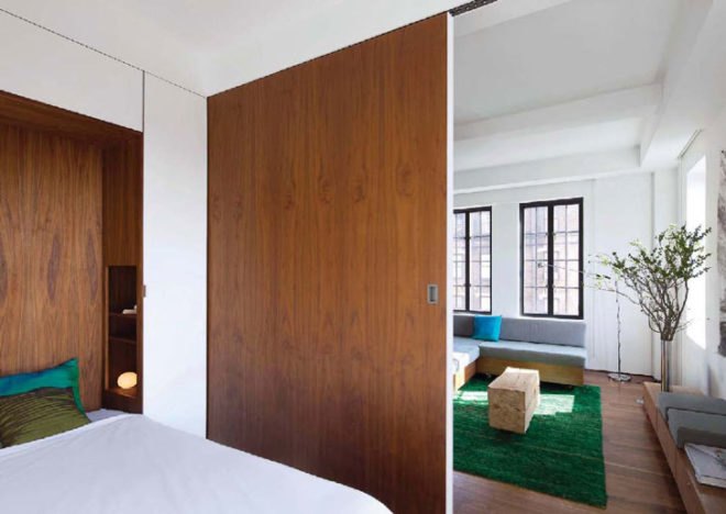 studio garneau, transformer apartment, nyc apartment, space-saving design, eco-friendly interior
