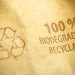 A brown package that reads "100 percent biodegradable recyclable"
