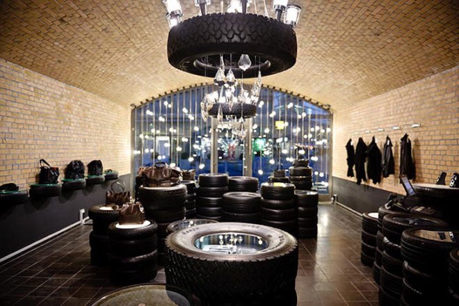 reused car tyres, DOM, Berlin, christian koban, LED lights, tyres, interiors, Recycled Materials, Art, green Interiors, Green Lighting
