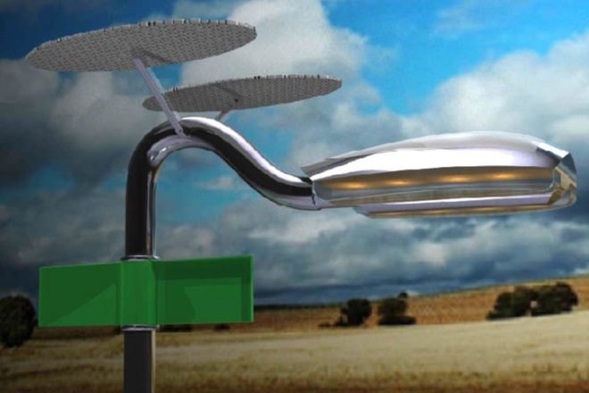 holonic streetlamp, solar streetlight, street light, wind power, off-grid streetlight,
