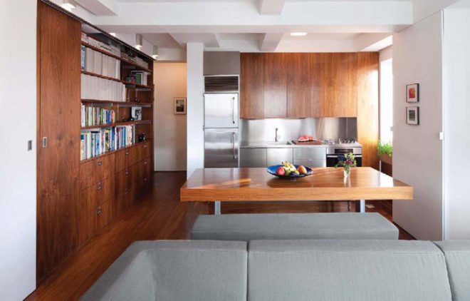 studio garneau, transformer apartment, nyc apartment, space-saving design, eco-friendly interior