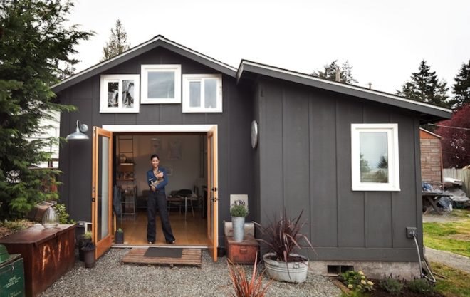 Mini House, Washington, Michelle de la Vega, green renovation, recycled materials, as built, plans, green design, eco-design, sustainable design, tiny living, daylighting, recycled materials, re-pursposed design,