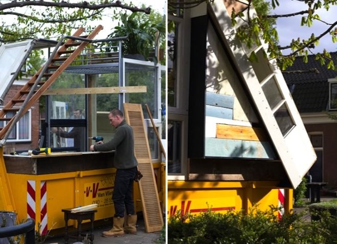 Straatlokaal, Foundation Projects, Rikkert Paauw, Jet van Zwieten, recycled materials, found materials, trash, skips, refuse, Utrecht, Neude Square, The Netherlands, urban design, green design, sustainable design, eco-design