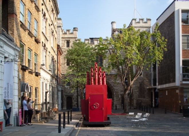 Aberrant Architecture, Tiny Traveling Theater, mobile theater, mini theater, Thomas Britton, coal scuttles, recycled materials, green design, sustainable design, eco-design, art, theater, natural light, skylights