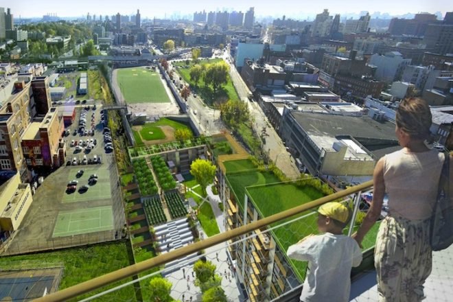 Via Verde, Grimshaw Architects, Dattner Architects, Bronx, low-income housing, food coop, mixed-use development, natural ventilation, daylighting, energy-efficiency, green design, sustainable design, eco-design, urban design, recycled materials, low carbon footprint
