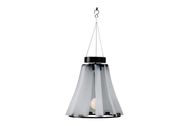 A white outdoor light on white background