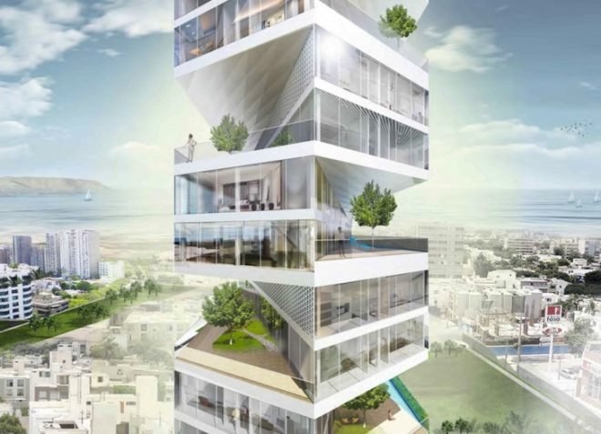 LYCS Architecture, Lima, Peru, Writhing Tower, green design, sustainable design, eco-design, urban green space, Pacific Ocean, garden, residential tower, urban planning, population growth