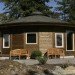 circular building, yurt, round home, mandala home, wood panel round house
