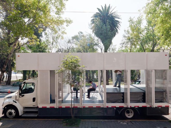 A47 Mobile Library, Productora, Fundación Alumnos47, Book Mobile Design, Mexico City, Mobile Structure, Modern Design, Cultural Events, Bookshelf design