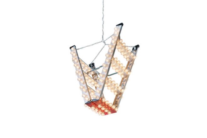 Bertjan Pot, Stairway to Heaven, recycled chandelier, DHPH, Design Academy Eindhoven, Frame-Moooi Award, safety-ladder, Art, Green Lighting, energy efficiency, Recycled Materials,
