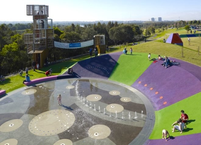 JMD Design, Sydney, Australia, Blaxland Riverside Park, green design, reclaimed space, eco-design, sustainable design, outdoor design, Australia, landform, treehouse, climbing net, wormhole, nature