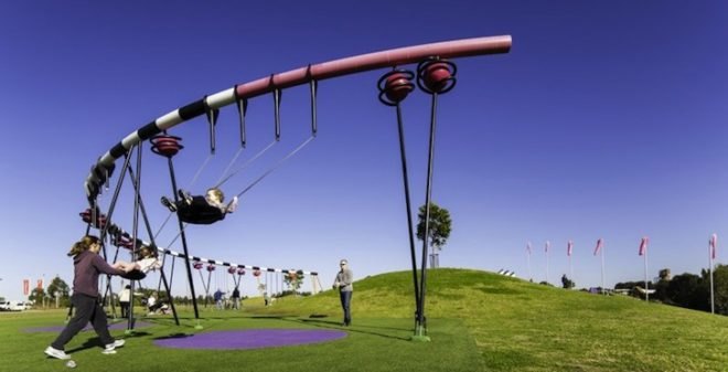JMD Design, Sydney, Australia, Blaxland Riverside Park, green design, reclaimed space, eco-design, sustainable design, outdoor design, Australia, landform, treehouse, climbing net, wormhole, nature