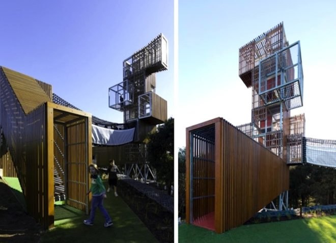 JMD Design, Sydney, Australia, Blaxland Riverside Park, green design, reclaimed space, eco-design, sustainable design, outdoor design, Australia, landform, treehouse, climbing net, wormhole, nature