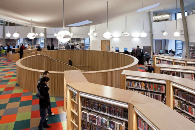 Canada Water Library, CZWG Architects, inverted pyramid, library, eco library, london, green roof
