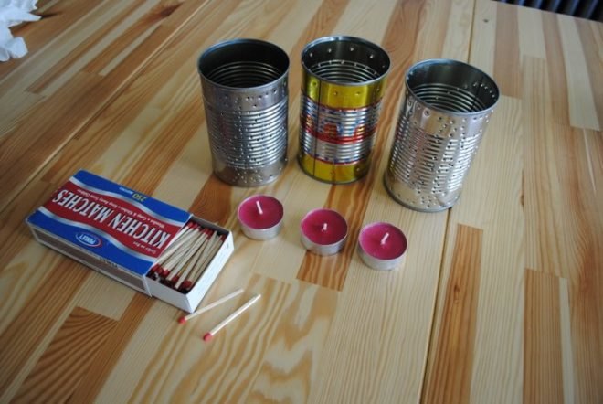 DIY, summer, craft, recycled, tin can, lantern, punched, votive, how-to