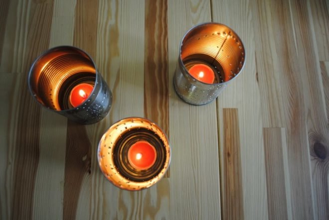 DIY, summer, craft, recycled, tin can, lantern, punched, votive, how-to