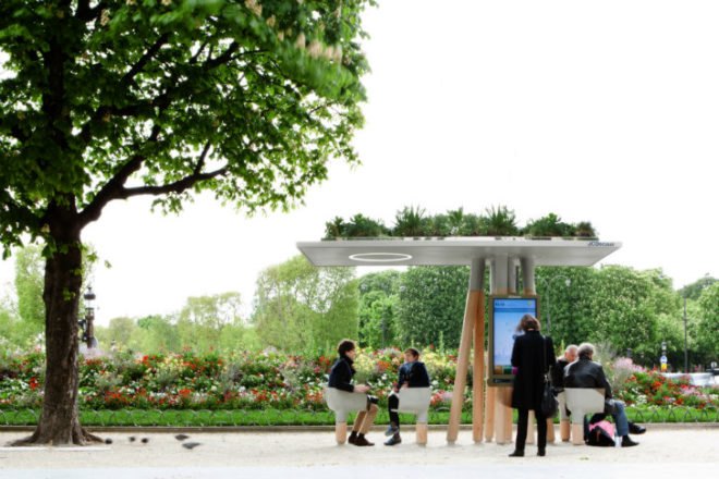 Escale Numérique, Mathieu Lehanneur, jcdecaux, paris, wifi station, green roof, digital break, internet station