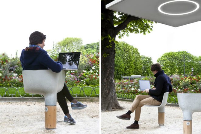 Escale Numérique, Mathieu Lehanneur, jcdecaux, paris, wifi station, green roof, digital break, internet station