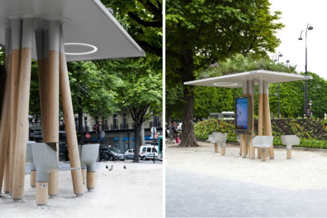 Escale Numérique, Mathieu Lehanneur, jcdecaux, paris, wifi station, green roof, digital break, internet station