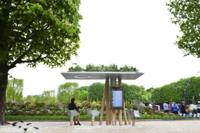 Escale Numérique, Mathieu Lehanneur, jcdecaux, paris, wifi station, green roof, digital break, internet station