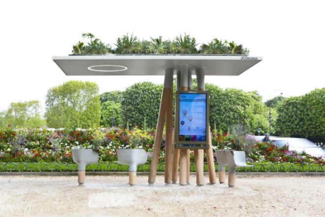 Escale Numérique, Mathieu Lehanneur, jcdecaux, paris, wifi station, green roof, digital break, internet station