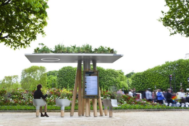 Escale Numérique, Mathieu Lehanneur, jcdecaux, paris, wifi station, green roof, digital break, internet station