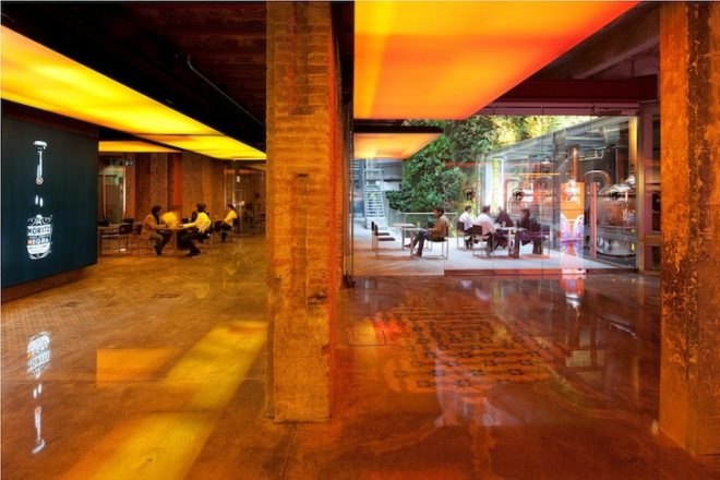 Jean Nouvel, Fabrica Moritz, Moritz Brewery, green renovation, green design, sustainable design, eco-design, skylights, subterranean, museum, history, Spain, Barcelona