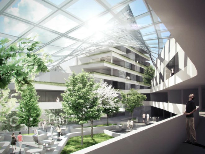 Fokka, Arto Ollila, indoor park, helsinki, mixed-use development, glass pyramid,